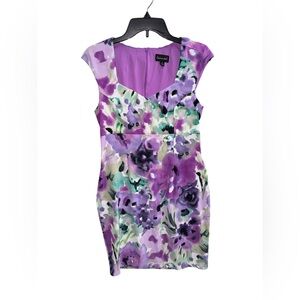Connected Apparel Purple Floral Midi Dress Size 12